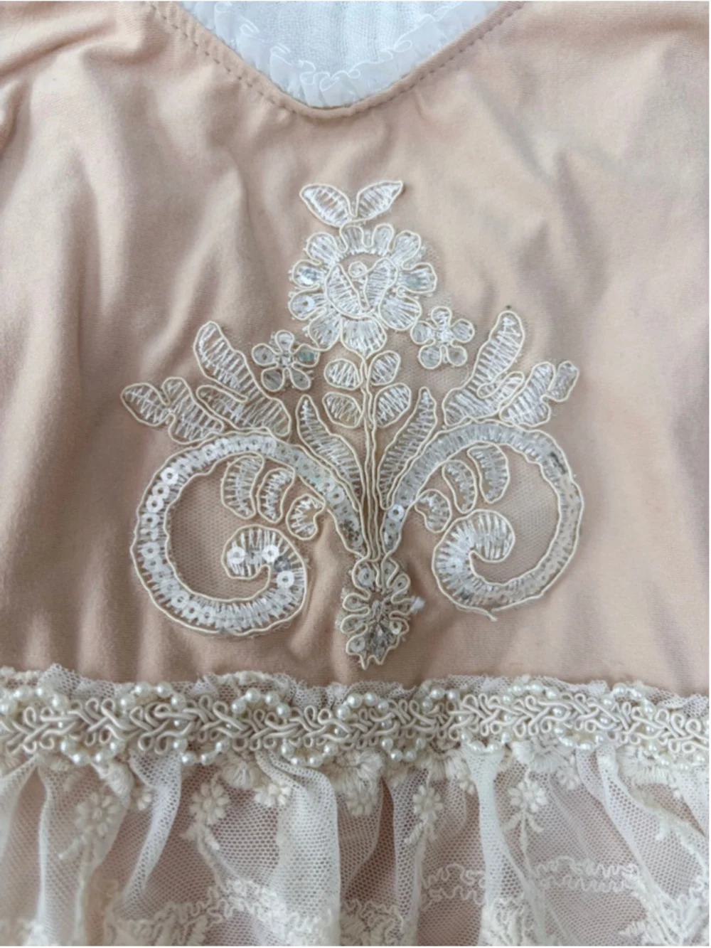 Baby Unbranded Pink & Cream Lace Ballet core Bodysuit One Size